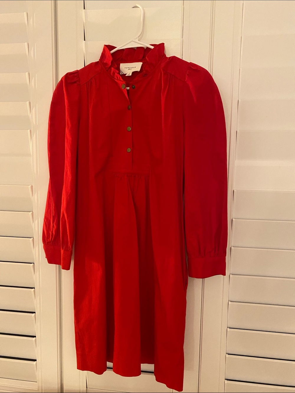 Tuckernuck Red Long-Sleeve Ruffle Collar Dress